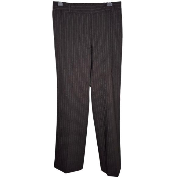 Ann Taylor Brown Pinstripe Wool Blend Dress Pants Size 4 - Picture 2 of 7